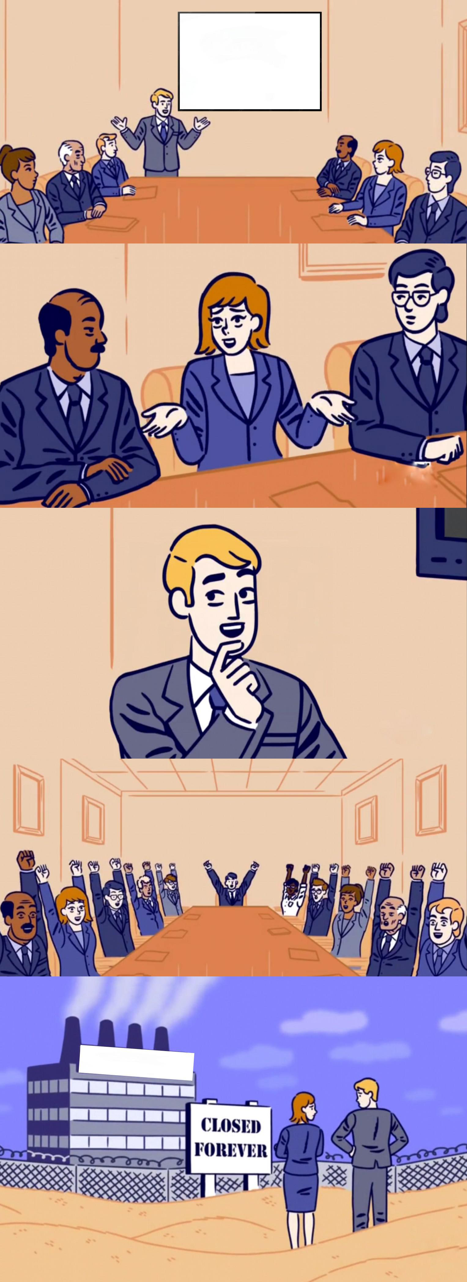 Boardroom Cheering Closed Forever Meme Template