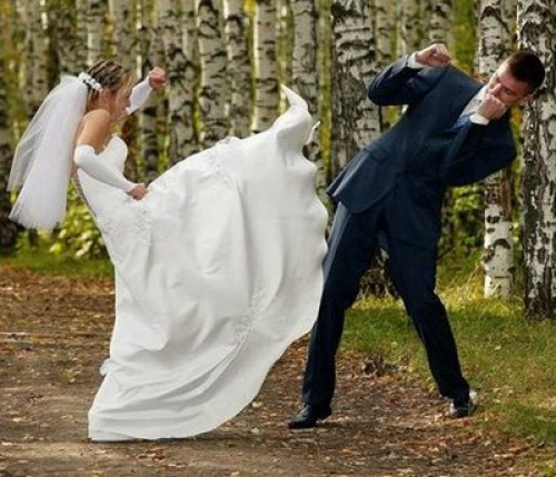 Bride Kicking Groom Meme Template