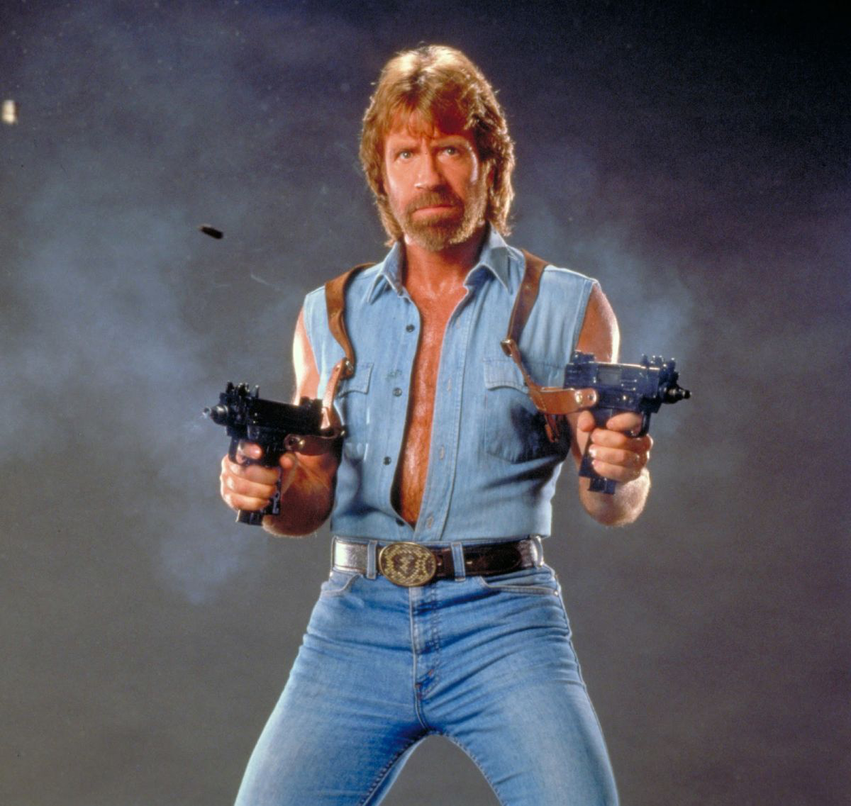 Chuck Norris with Guns Meme Template