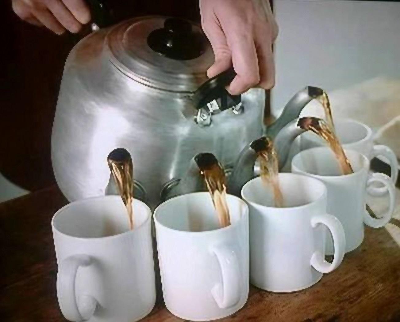 Kettle Pouring Into Multiple Cups Meme Template