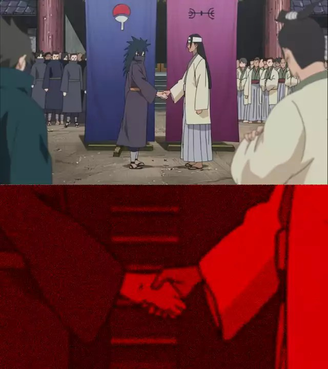 Madara and Hashirama Handshake Meme Template
