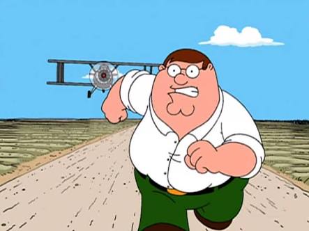 Peter Griffin Running from Plane Meme Template