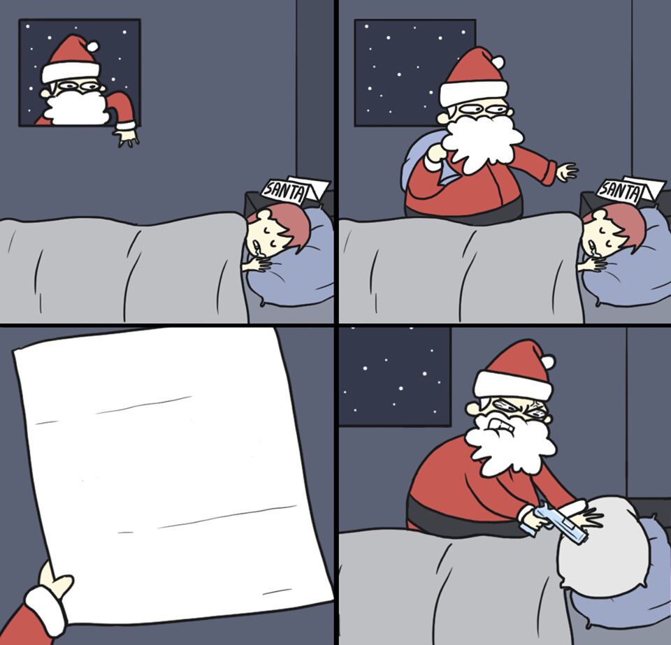 Santa Shot the Child Meme Template
