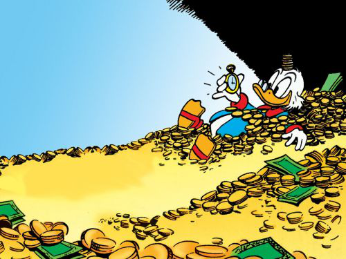 Scrooge McDuck Swimming in Money Meme Template