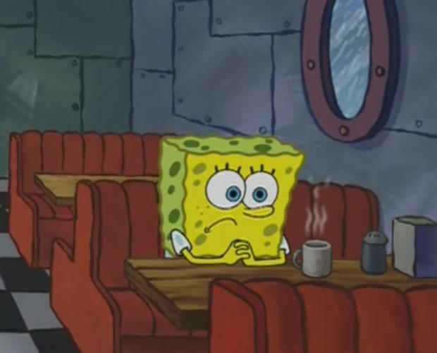 SpongeBob Sitting at Diner Meme Template