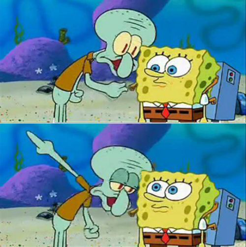 Squidward Dabbing on SpongeBob Meme Template