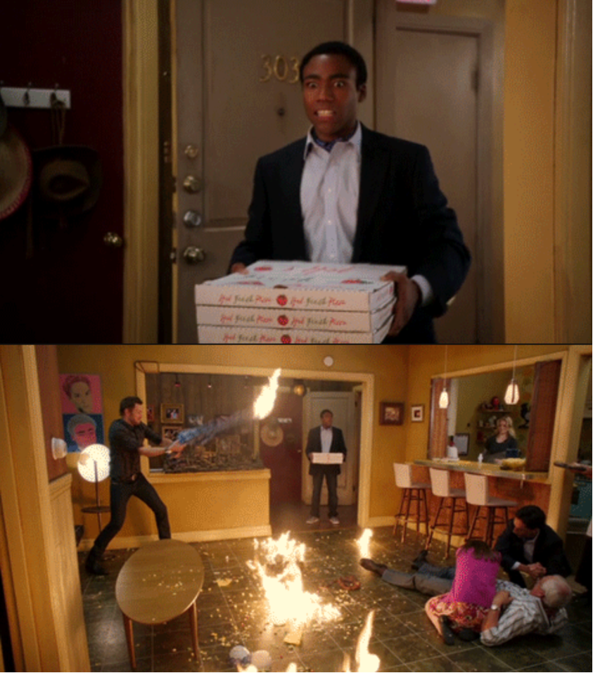 Troy Bringing Pizza Meme Template