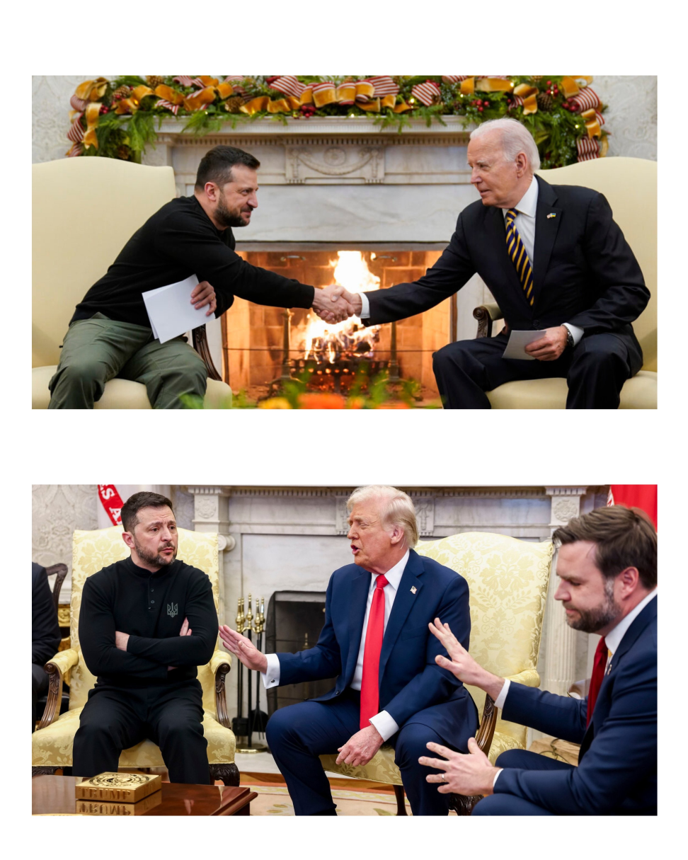 Zelenskyy Biden Handshake vs Trump Vance Skepticism Meme Template
